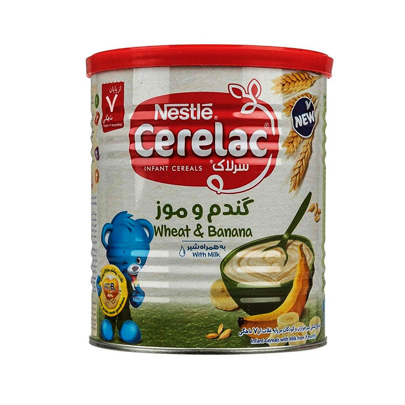 سرلاک گندم و موز به همراه شیر نستله ۴۰۰ گرم