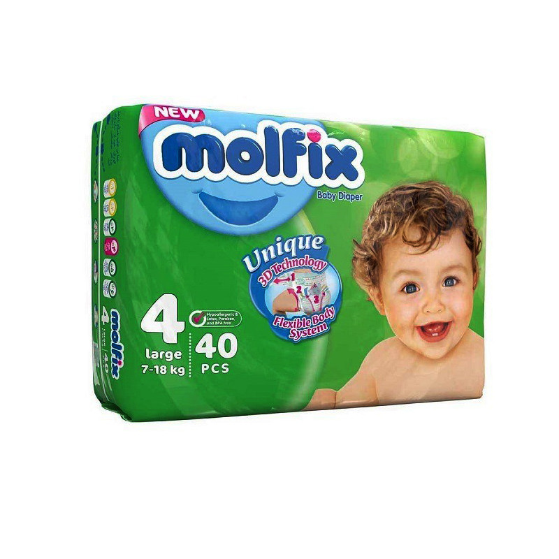 پوشک بچه مولفیکس سایز4 بسته 40 عددی