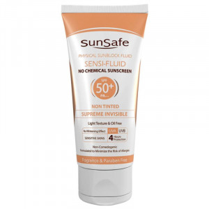 کرم ضد آفتاب بی رنگ SPF50 پوست حساس و مستعد قرمزی سان سیف ۵۰ میلی لیتر