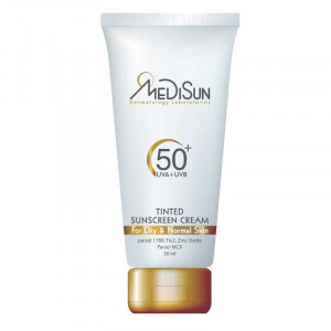 کرم ضد آفتاب رنگی SPF50 پوست معمولی و خشک مدیسان ۵۰ میلی لیتر