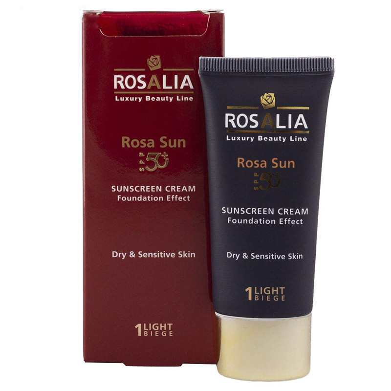 کرم ضد آفتاب رزا سان spf 50 بژ روشن1 پوست خشک و حساس رزالیا 40 میلی لیتر