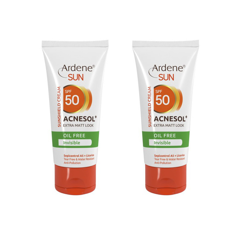 کرم ضد آفتاب بی رنگ فاقد چربی 50 SPF   مدل آکنه سل آردن 50 میل