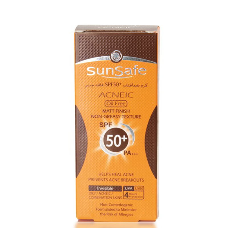 کرم ضد آفتاب فاقد چربی سان سیف مدل Acneic با SPF 50 حجم 50میل بی رنگ