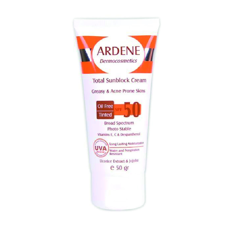کرم ضد آفتاب SPF50 رنگی مناسب پوست چرب آردن