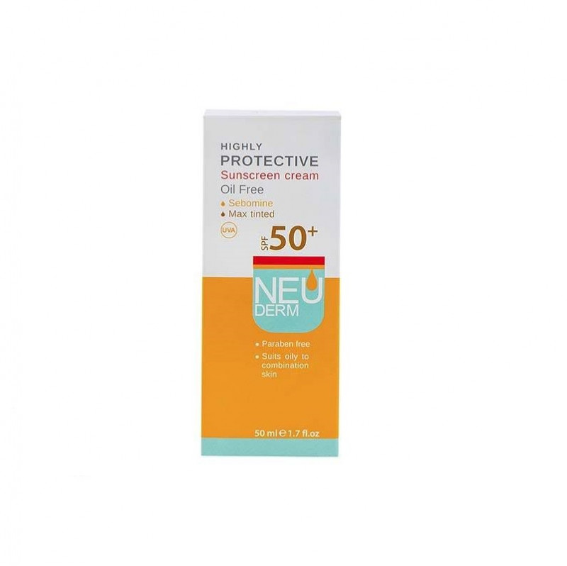 کرم ضد آفتاب رنگی فاقد چربی SPF50 نئودرم مناسب پوست چرب و مختلط