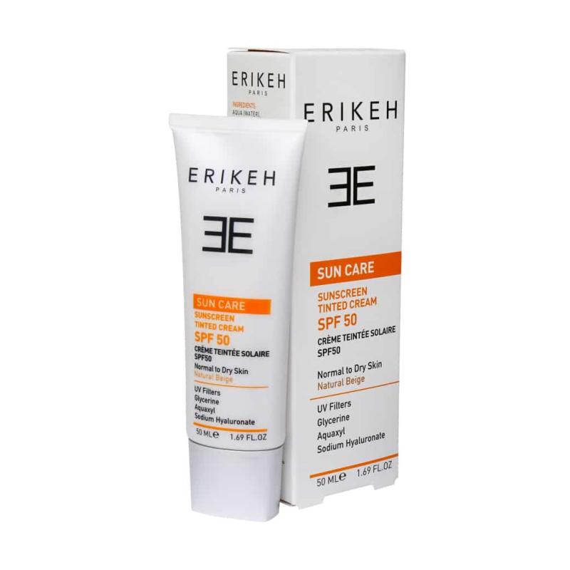 کرم ضد آفتاب رنگی بژ طبیعی SPF50 پوست های خشک اریکه