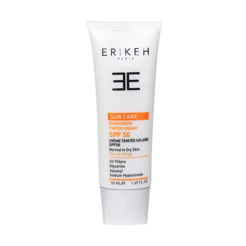 کرم ضد آفتاب رنگی بژ طبیعی SPF50 پوست های خشک اریکه